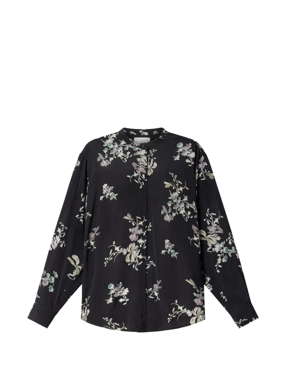 MARANT ÉTOILE floral-print pleated-shoulder shirt - Schwarz
