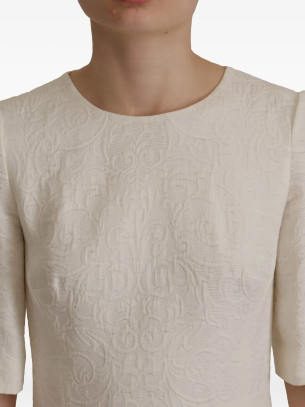 Dolce & Gabbana Midi-jurk met bloemen jacquard Wit