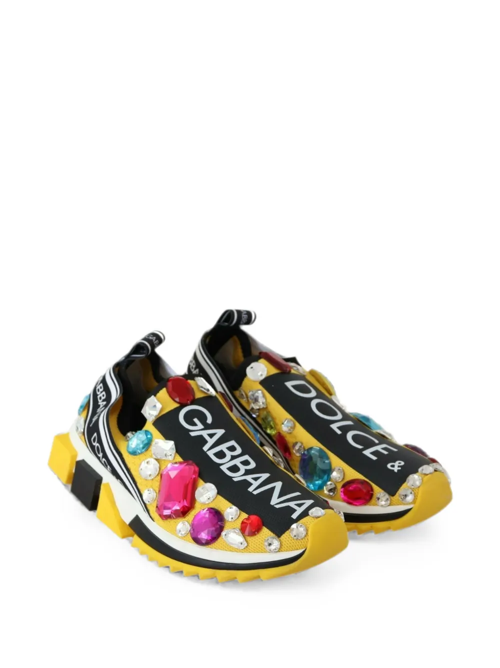 Dolce & Gabbana Sorrento crystal-embellished sneakers Geel