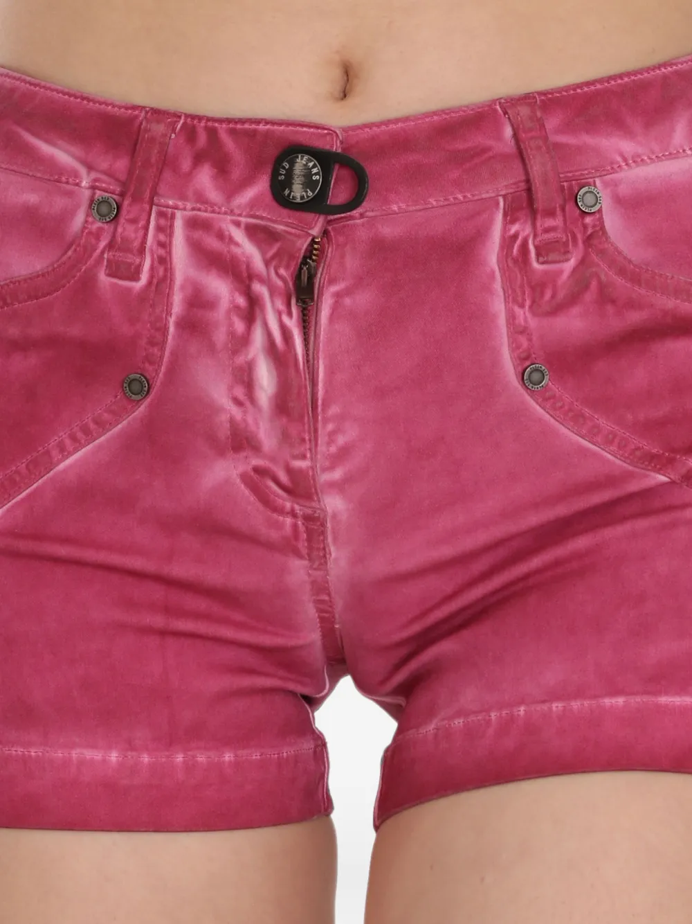 Plein Sud faded angled-stitching mini shorts