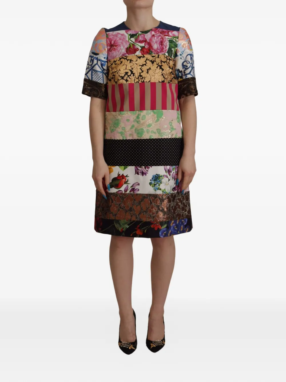 Dolce & Gabbana Abito con design patchwork - Nero