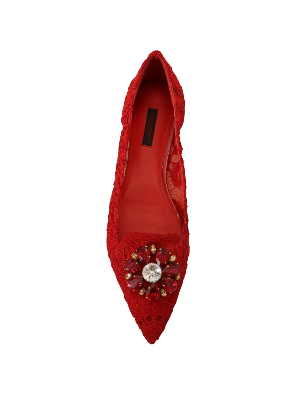 Dolce & Gabbana Taormina lace-embellished ballet flats Rood