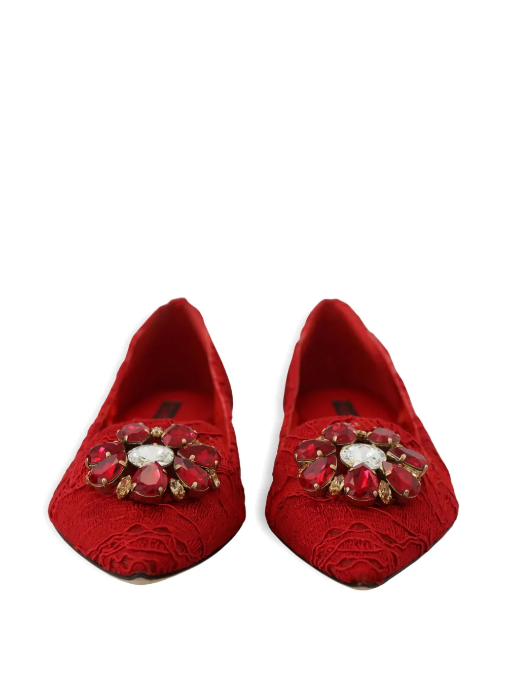 Dolce & Gabbana Taormina lace-embellished ballet flats Rood