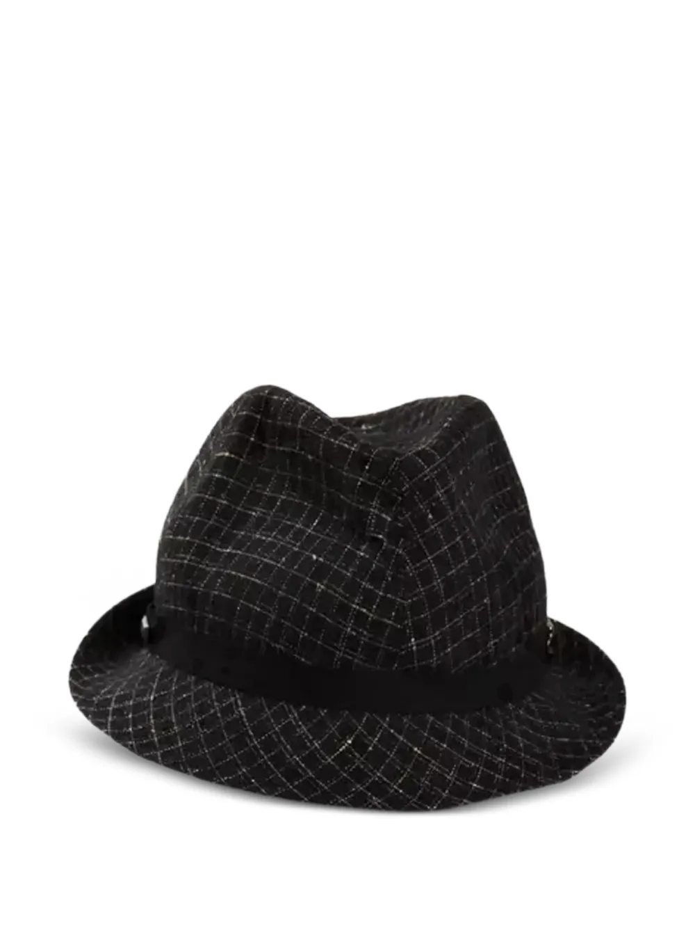 Byblos Grid-pattern Fedora Hat In Black
