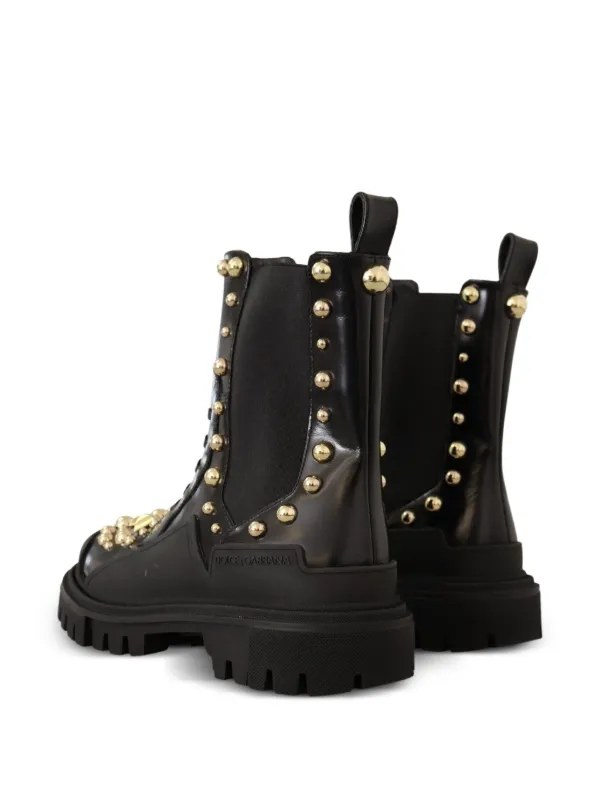 Dolce & Gabbana レザー サイドゴアブーツ 6.5 Dolce & Gabbana Studded Leather Combat Boots | Black | FARFETCH