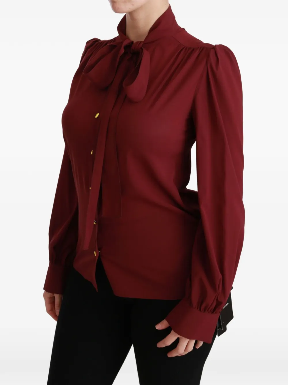 Dolce & Gabbana Blouse met vlinderstrik en pofmouwen Rood