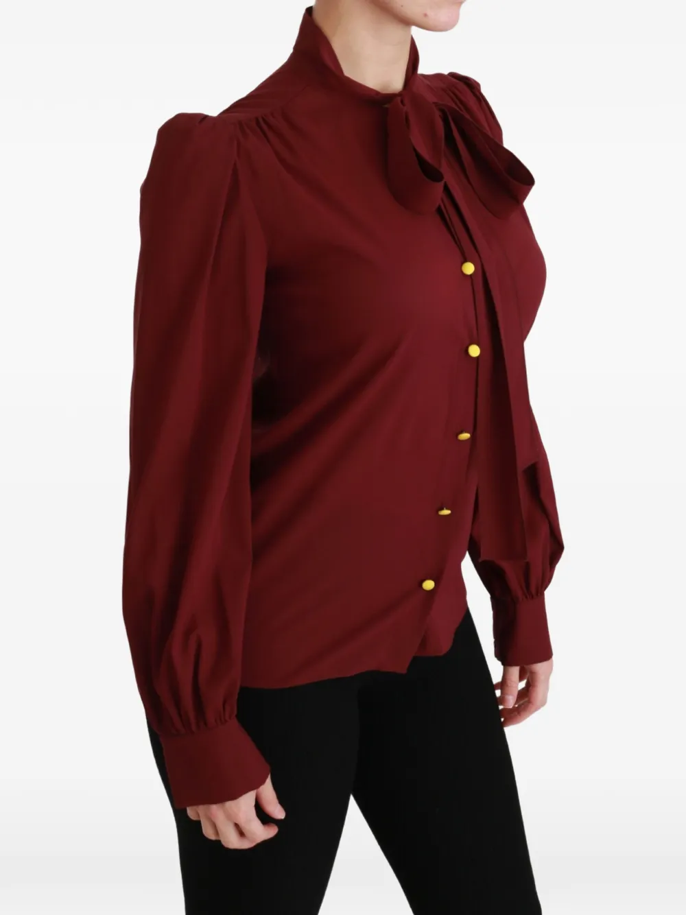 Dolce & Gabbana Blouse met vlinderstrik en pofmouwen Rood