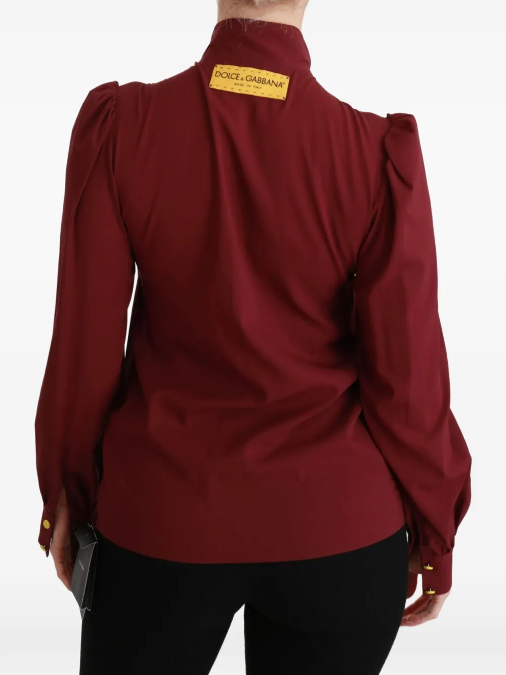 Dolce & Gabbana Blouse met vlinderstrik en pofmouwen Rood