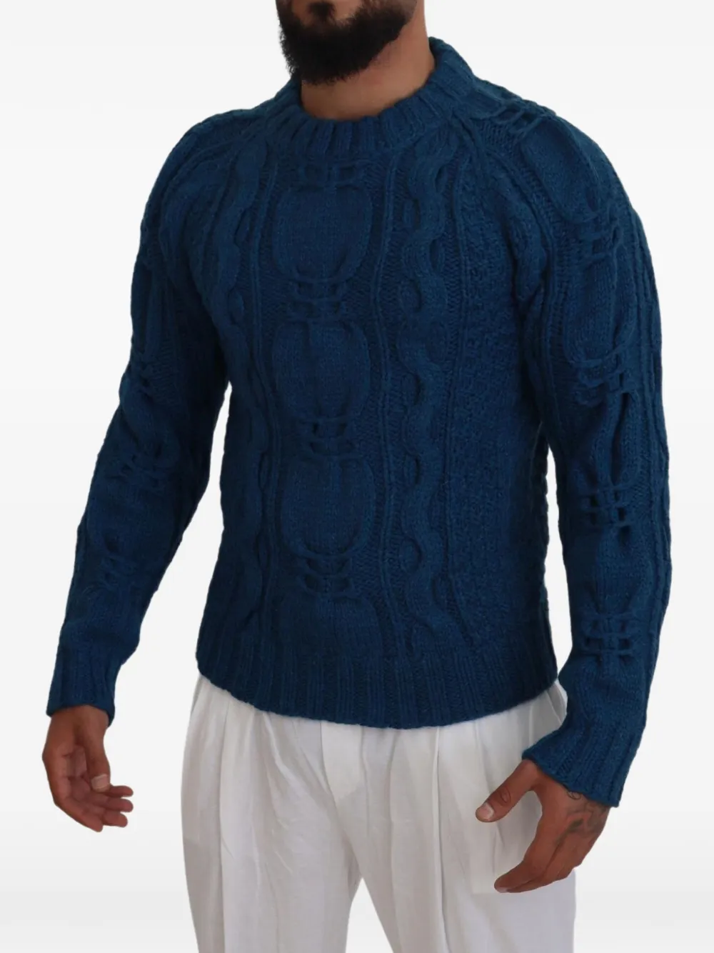 Dolce & Gabbana Kabelgebreide wollen trui Blauw