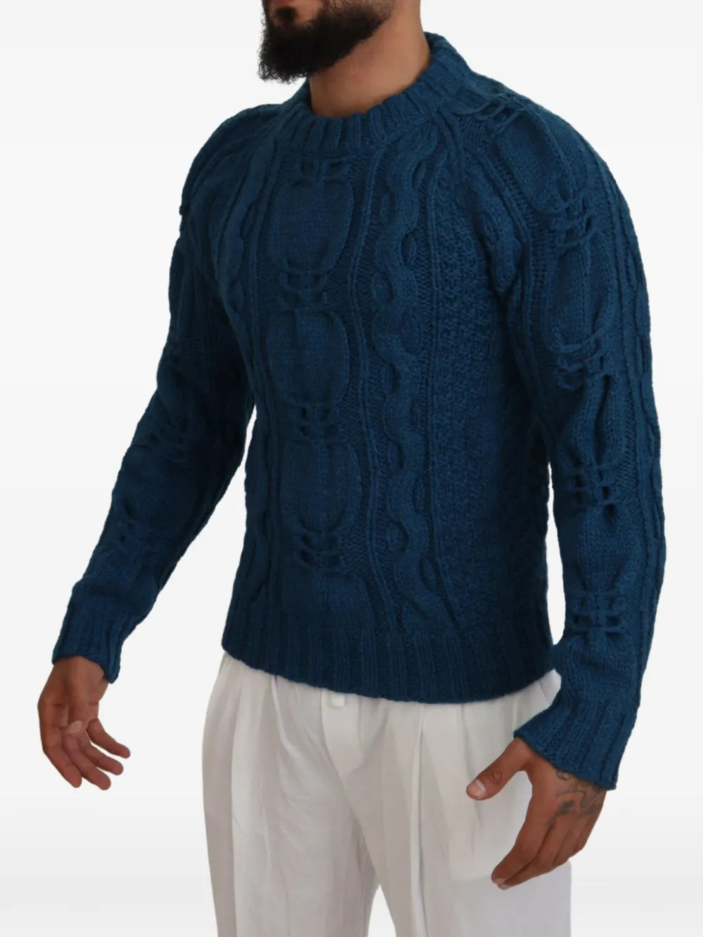 Dolce & Gabbana Kabelgebreide wollen trui Blauw