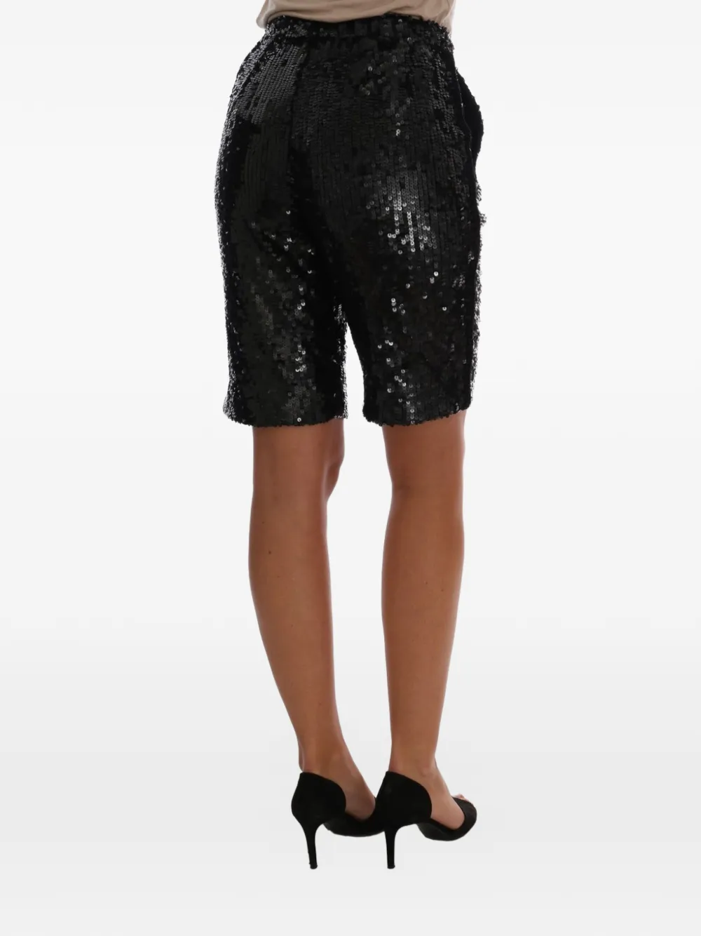 Dolce & Gabbana Knielange shorts verfraaid met pailletten Zwart