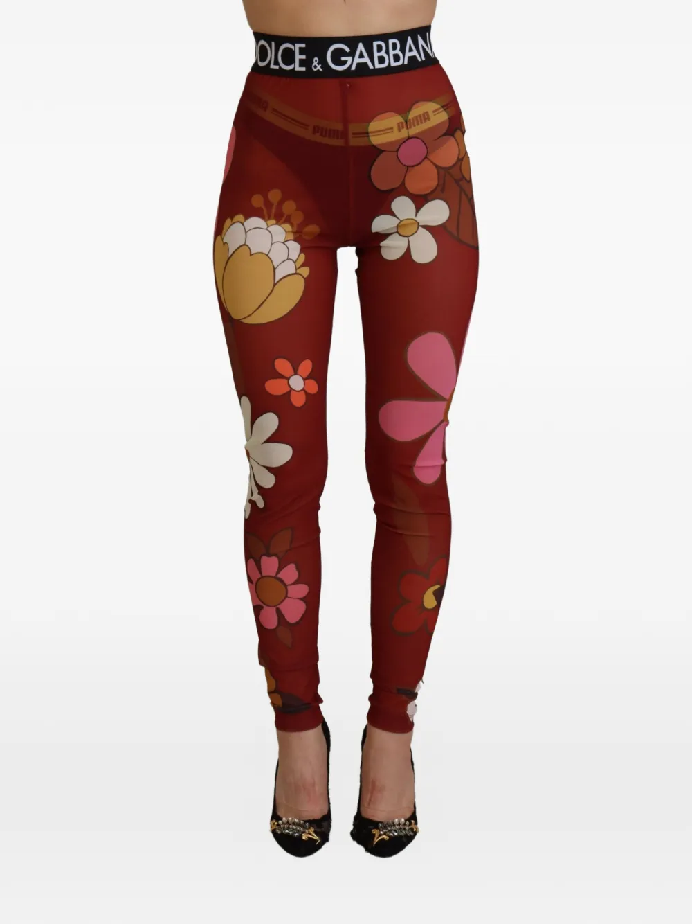 Dolce & Gabbana Leggings a fiori - Rosso