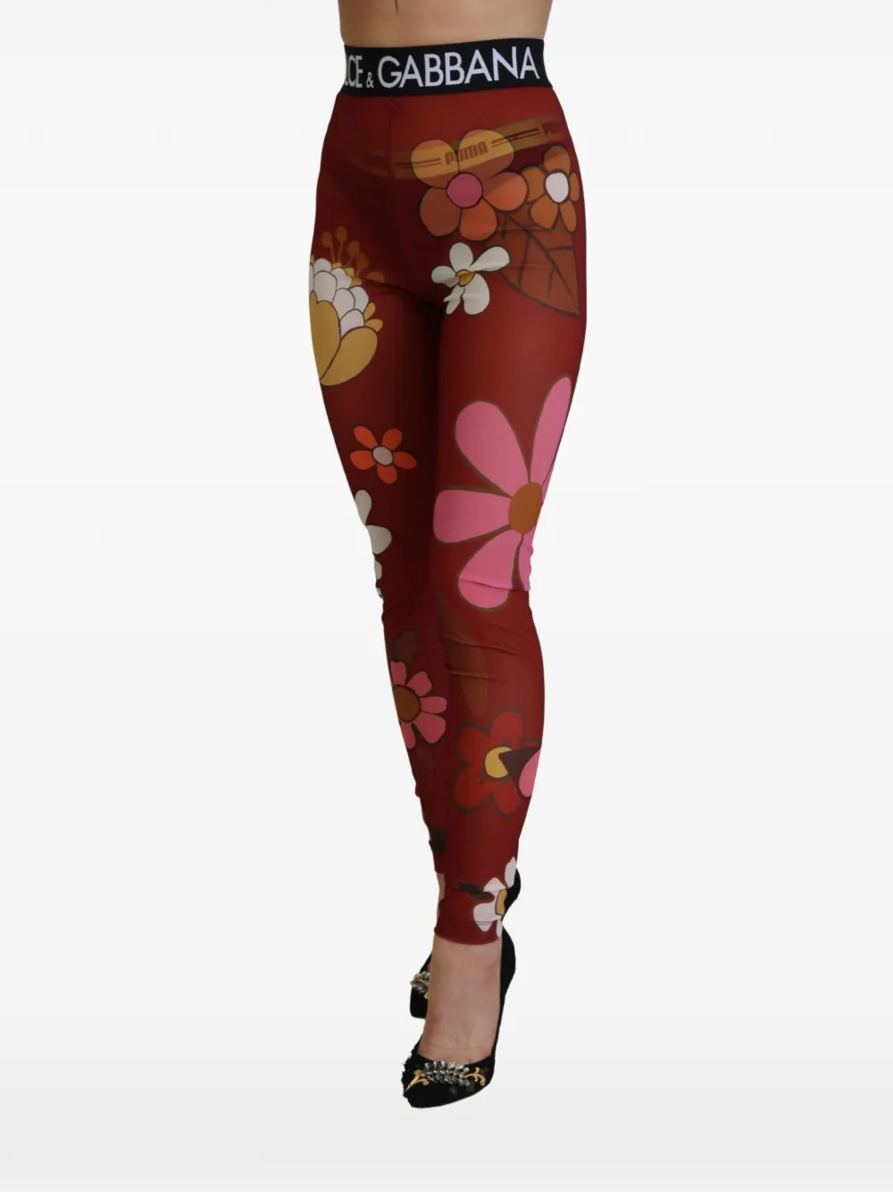 Dolce & Gabbana Legging met bloemenprint Rood
