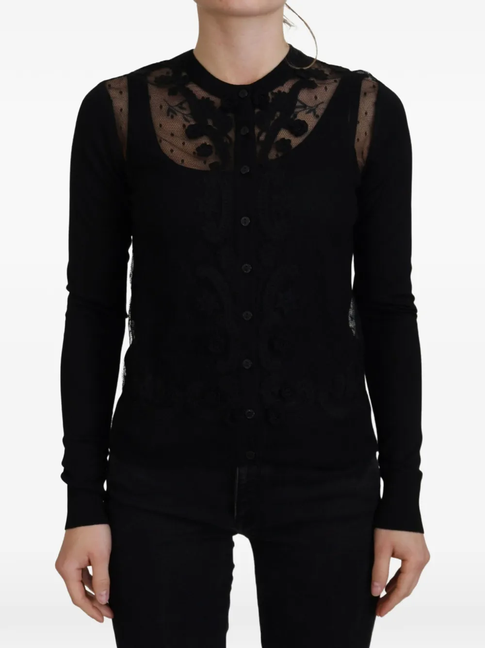 Dolce & Gabbana Cardigan con applicazione a fiori - Nero