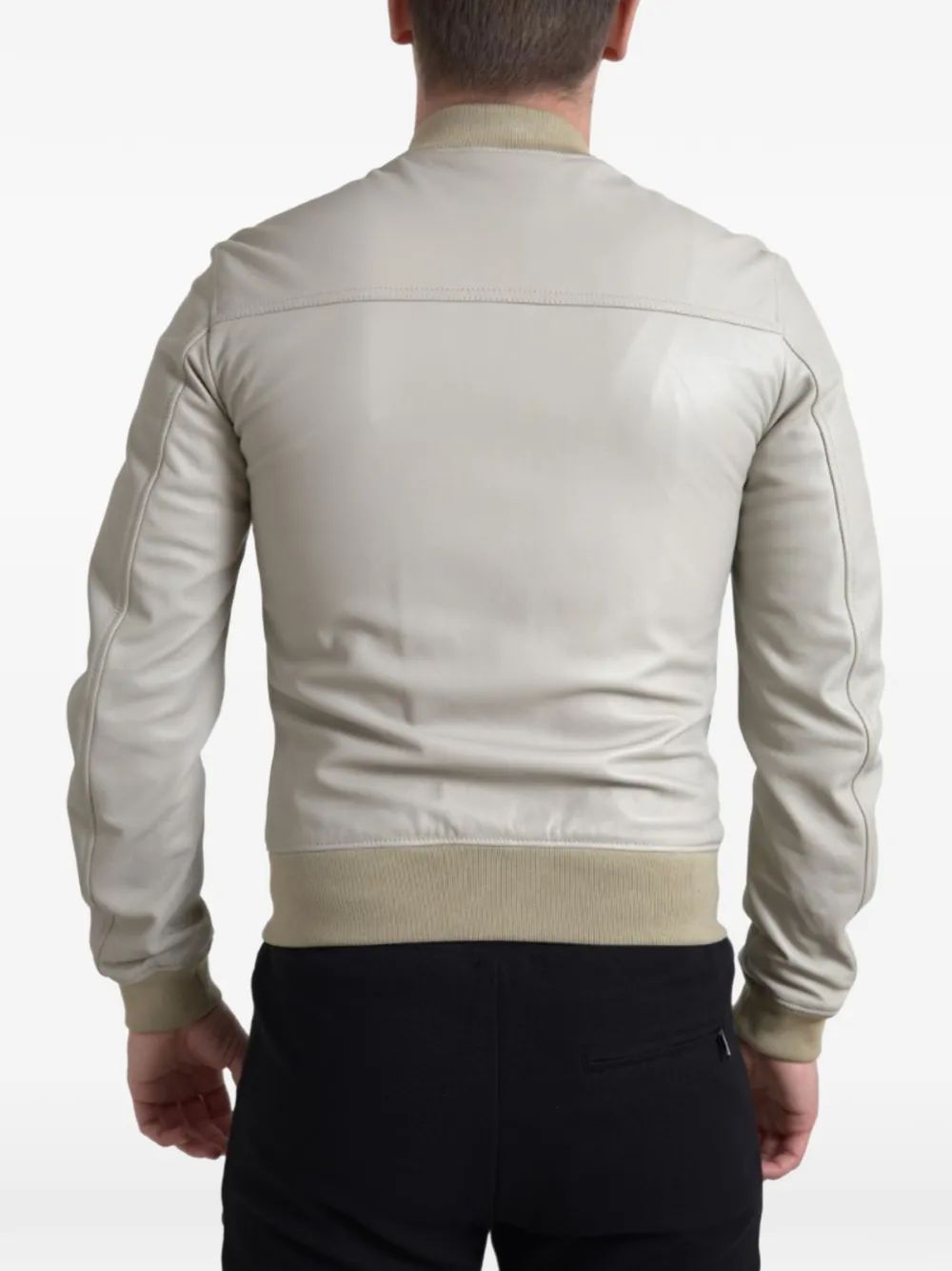 Dolce & Gabbana Leren bomberjack Grijs