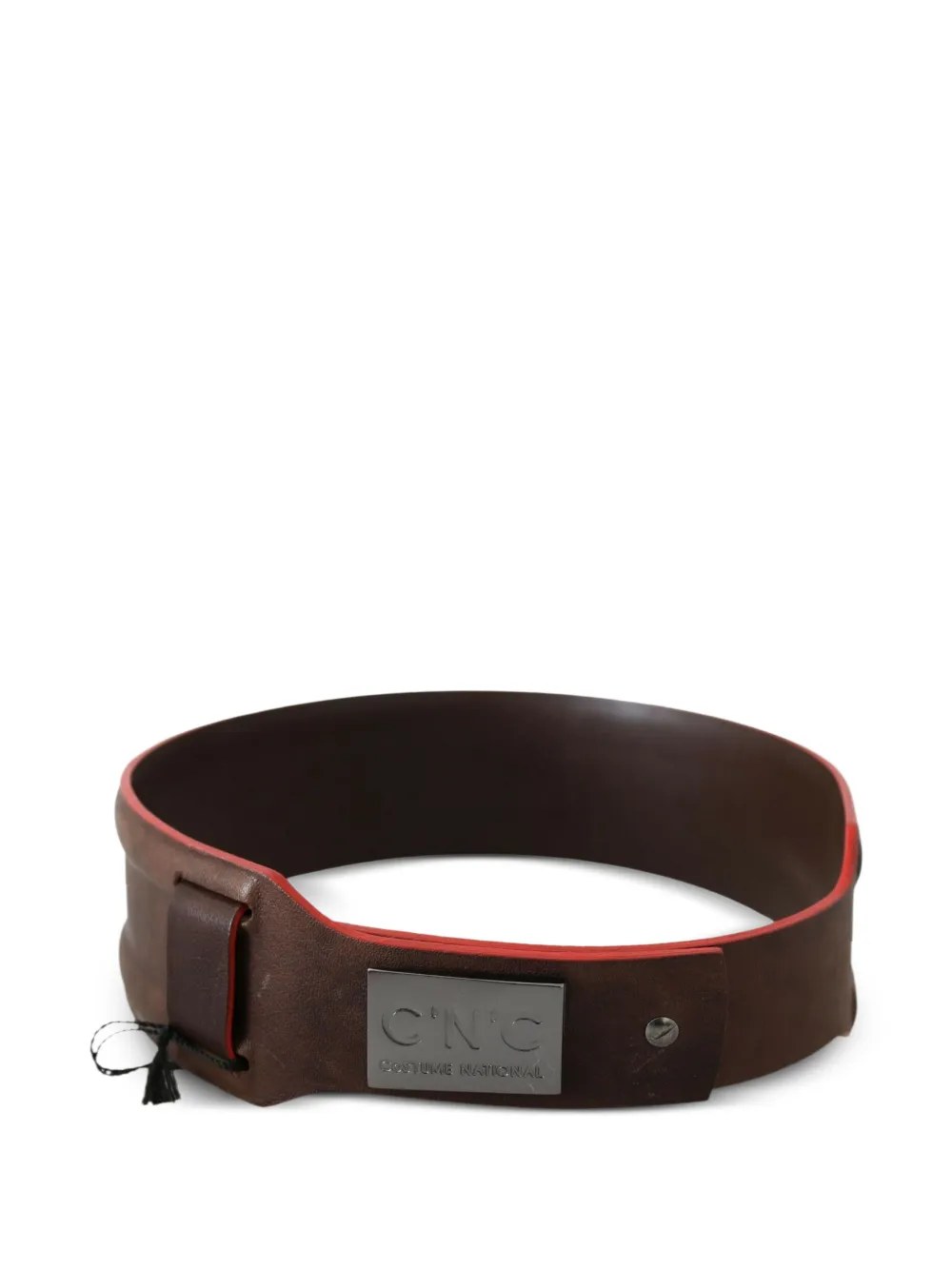 Costume National Leren riem met logoprint Bruin