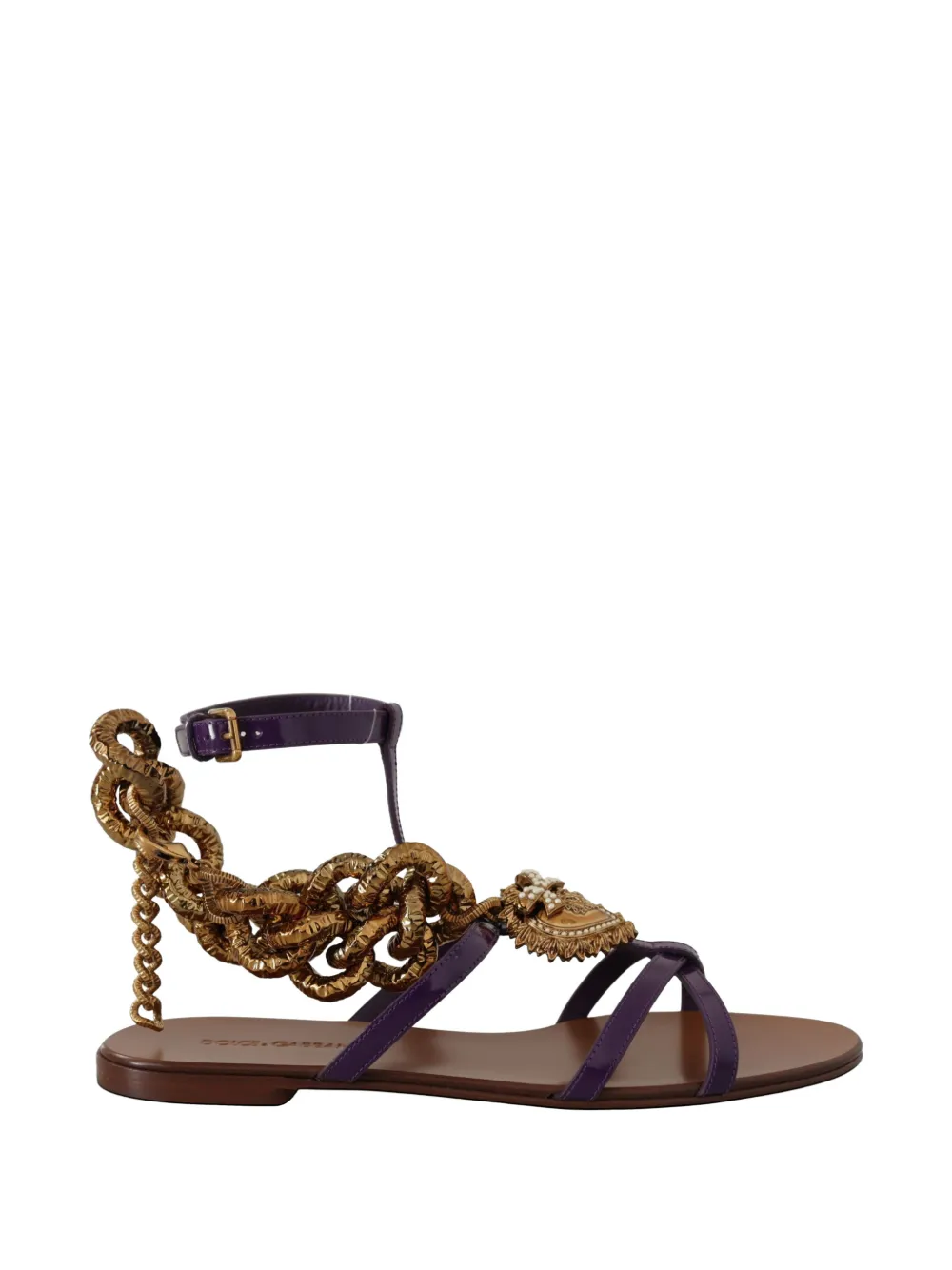 Dolce & Gabbana Devotion heart-embellished chain sandals Bruin
