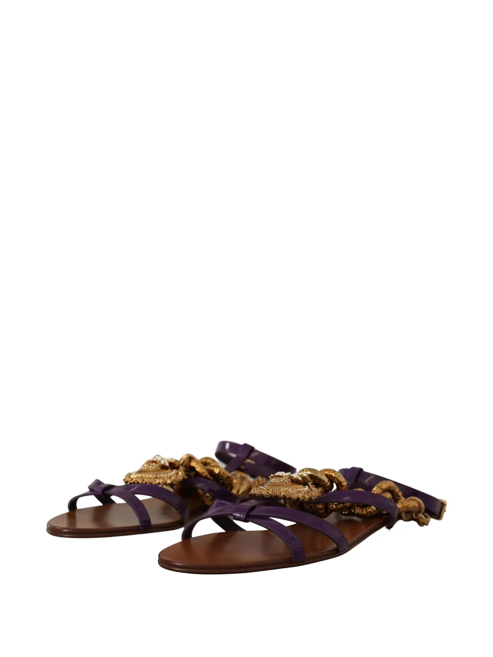 Dolce & Gabbana Devotion heart-embellished chain sandals Bruin