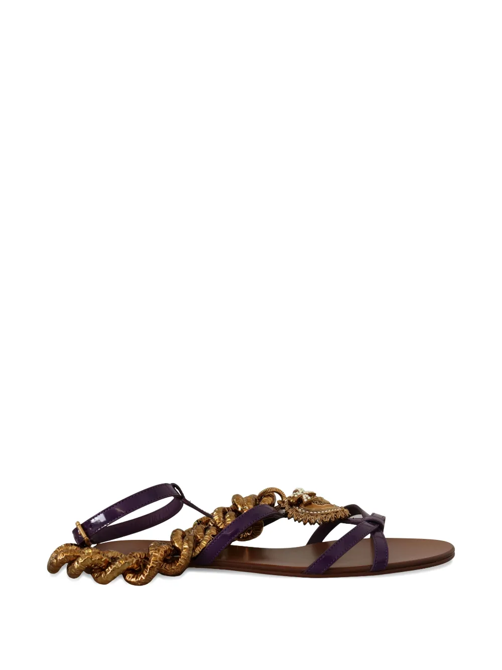 Dolce & Gabbana Devotion heart-embellished chain sandals Bruin