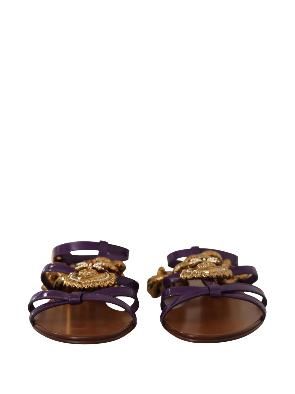 Dolce & Gabbana Devotion heart-embellished chain sandals Bruin