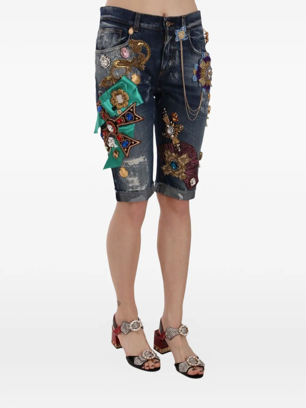 Dolce & Gabbana Gerafelde verfraaide shorts Blauw