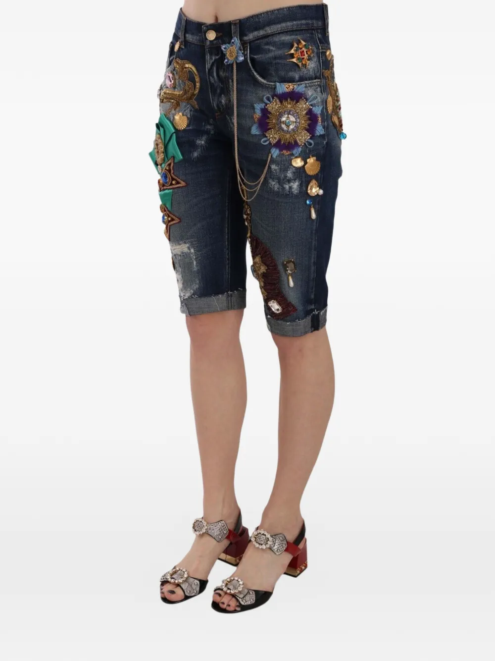 Dolce & Gabbana Gerafelde verfraaide shorts Blauw