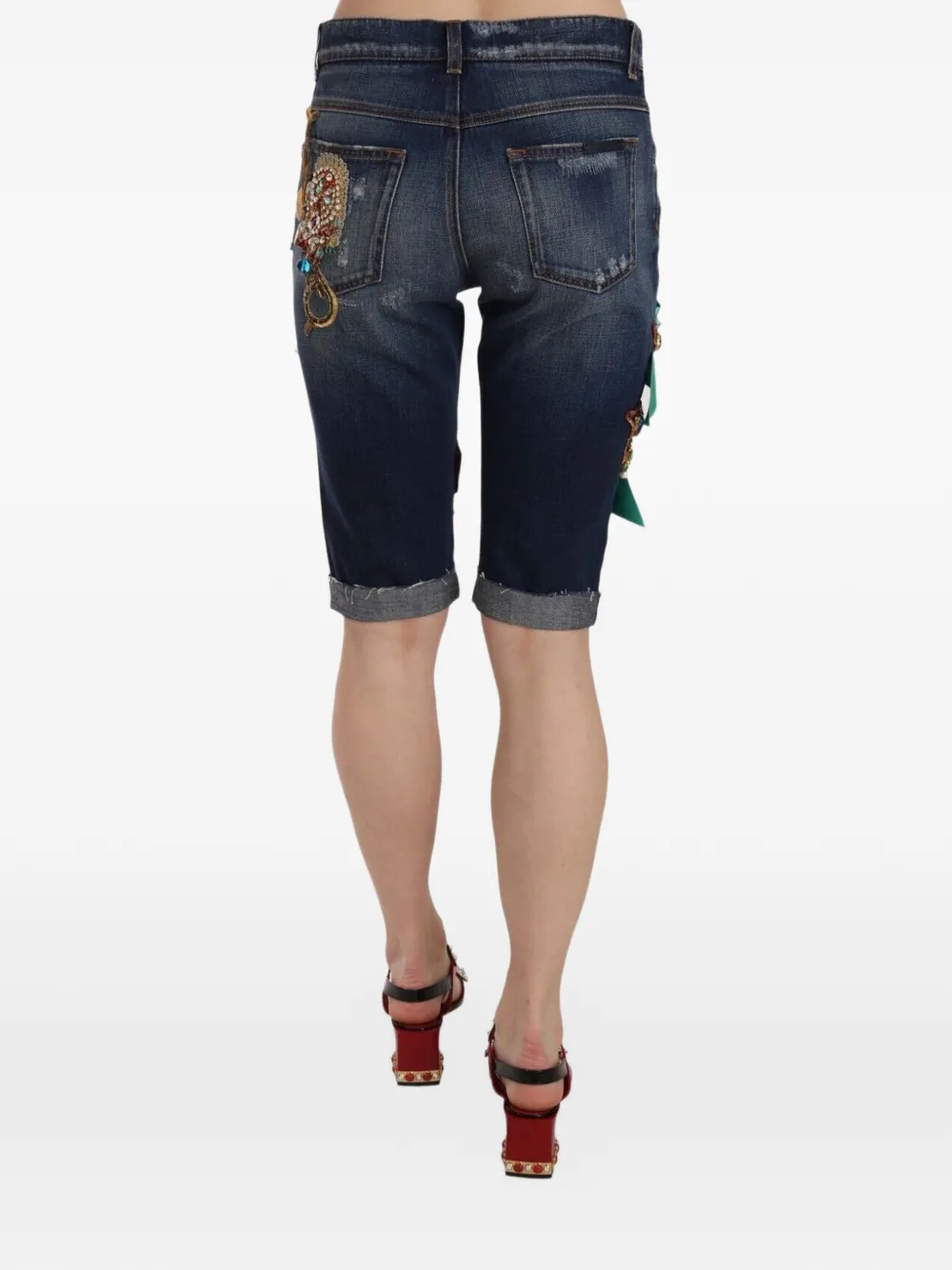 Dolce & Gabbana Gerafelde verfraaide shorts Blauw
