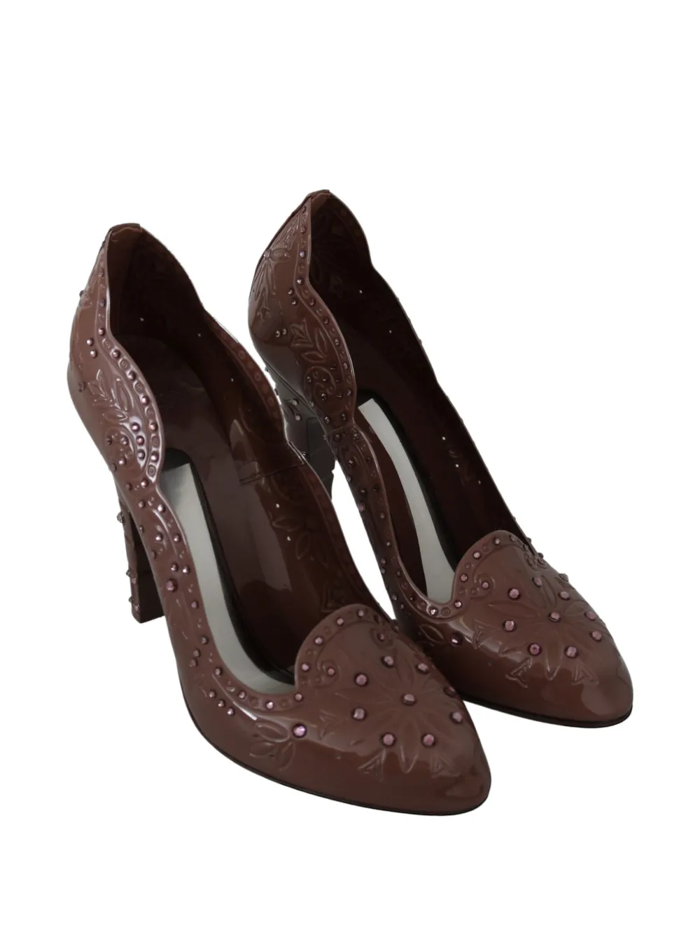 Dolce & Gabbana Pumps verfraaid met kristallen en bloemen Bruin