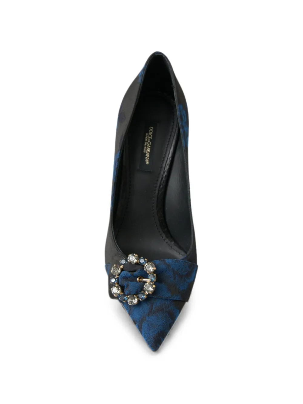 Dolce & Gabbana floral-brocade crystal-buckle pumps Zwart
