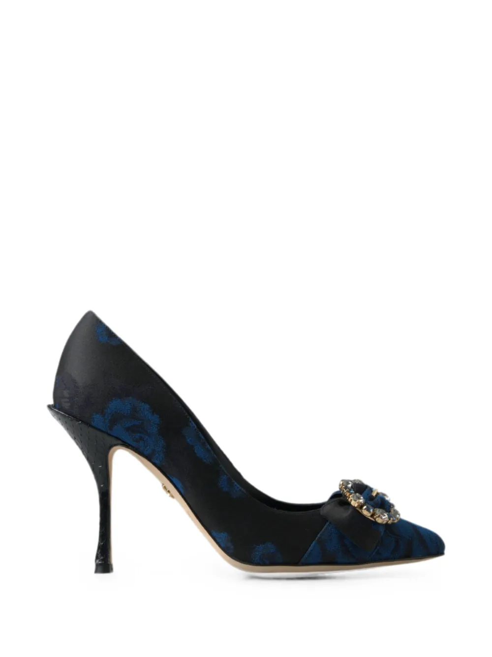 Dolce & Gabbana floral-brocade crystal-buckle pumps Zwart