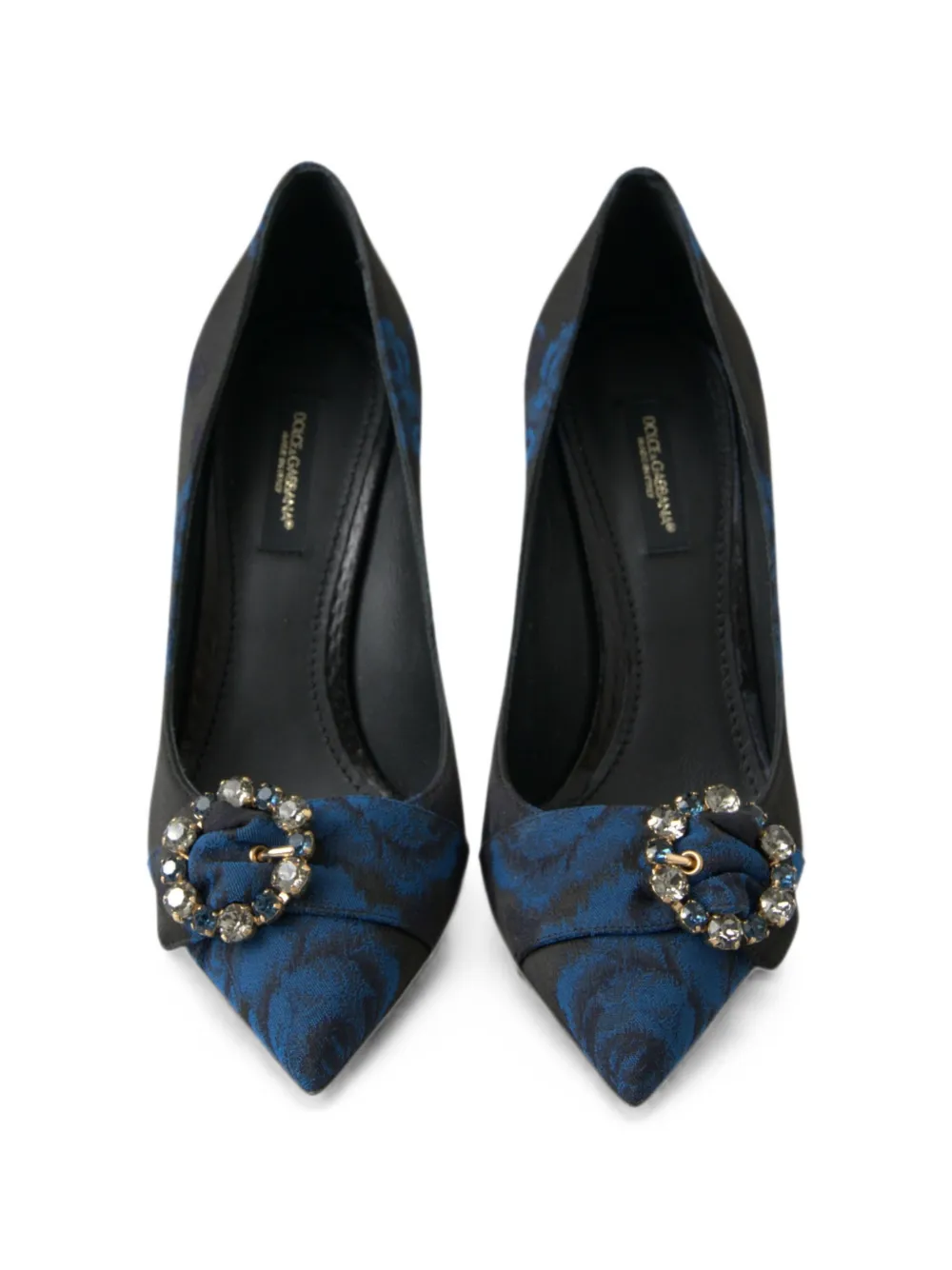 Dolce & Gabbana floral-brocade crystal-buckle pumps Zwart