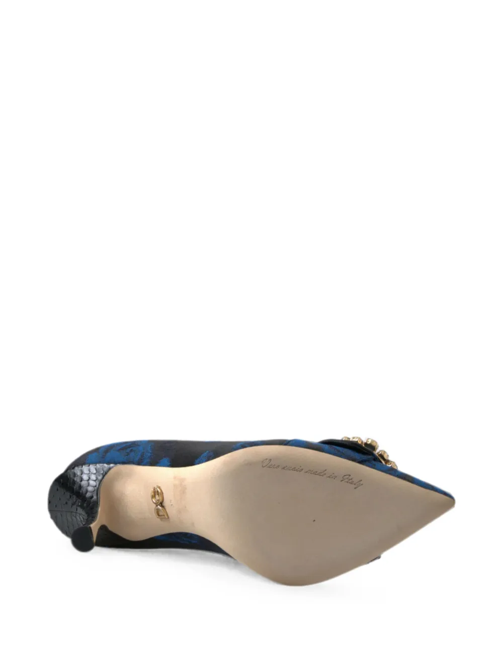 Dolce & Gabbana floral-brocade crystal-buckle pumps Zwart