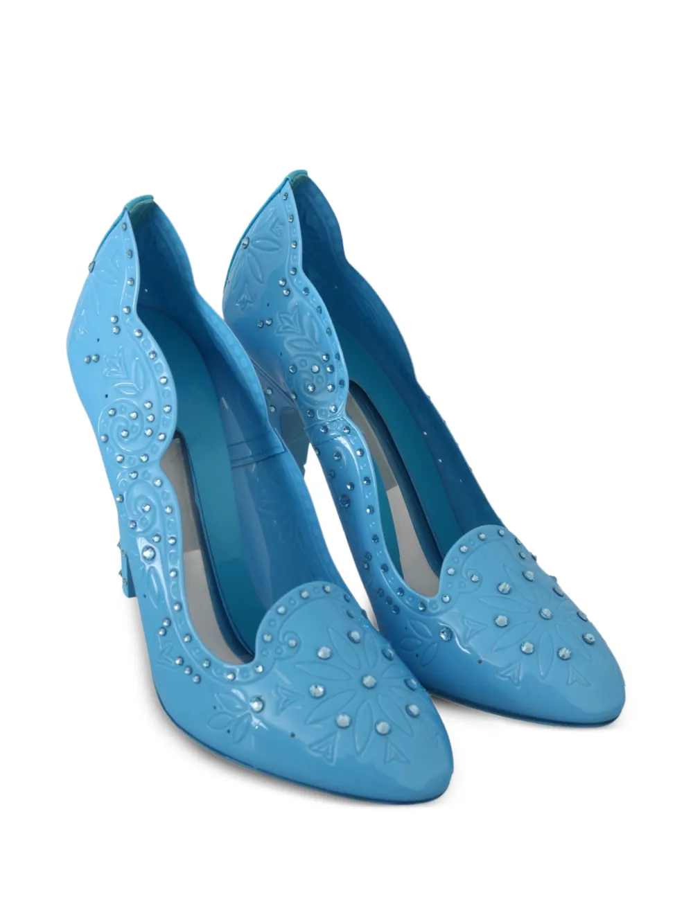 Dolce & Gabbana Pumps verfraaid met kristallen en bloemenprint Blauw