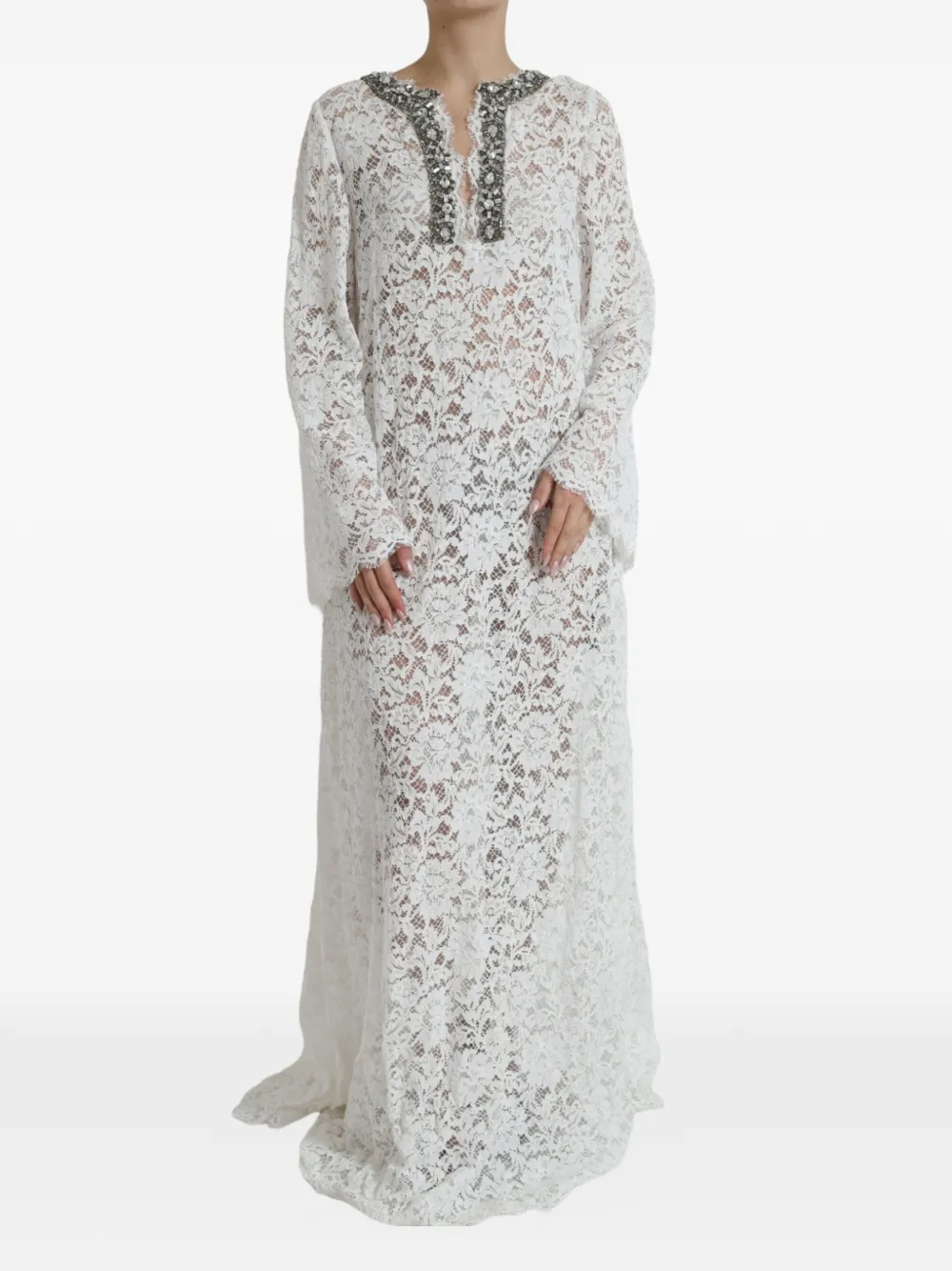 Dolce & Gabbana Abito lungo con strass - Bianco