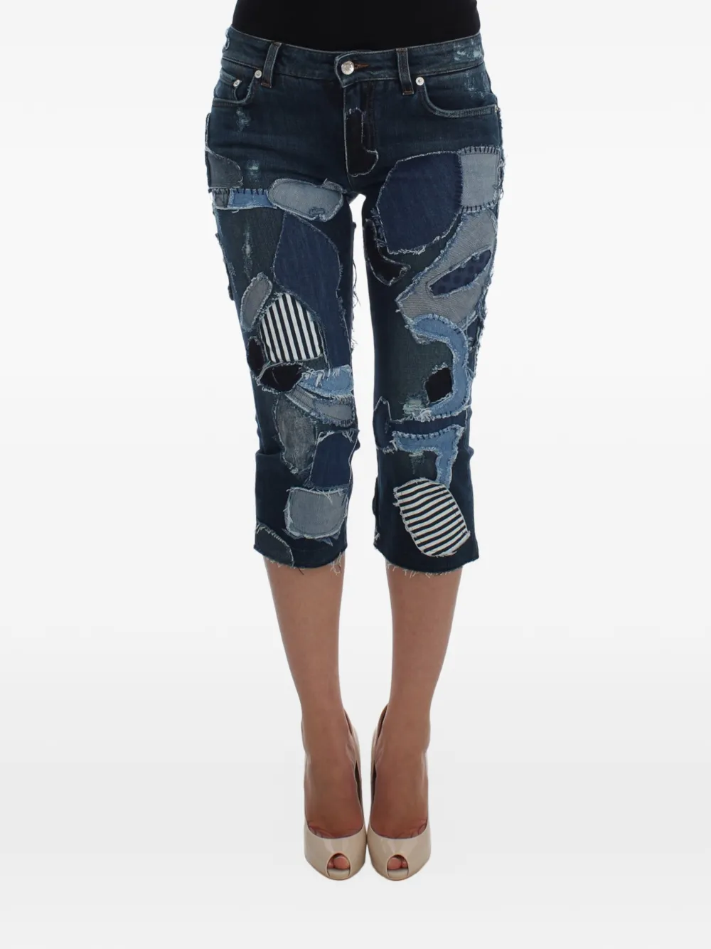 Dolce & Gabbana Cropped-Jeans im Patchwork-Look - Blau
