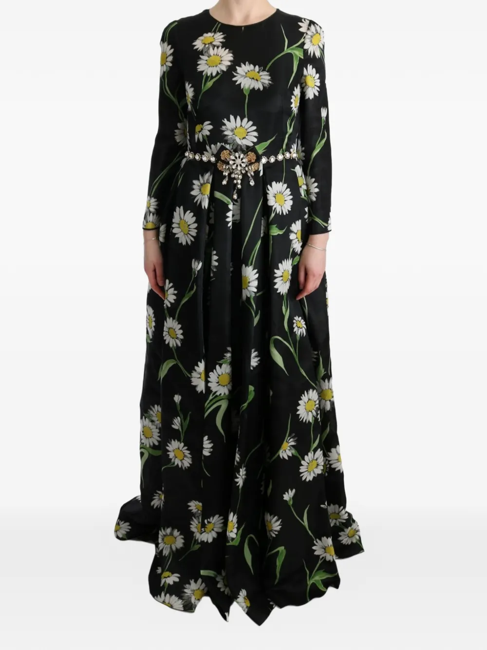 Dolce & Gabbana Abito in seta con stampa - Nero