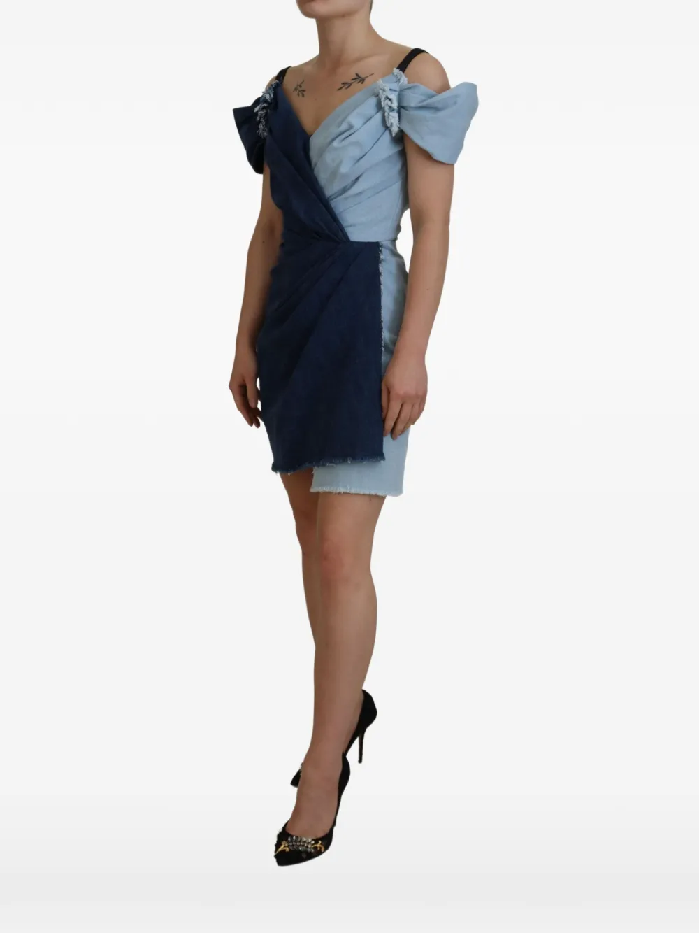 Dolce & Gabbana Abito corto con design patchwork - Blu
