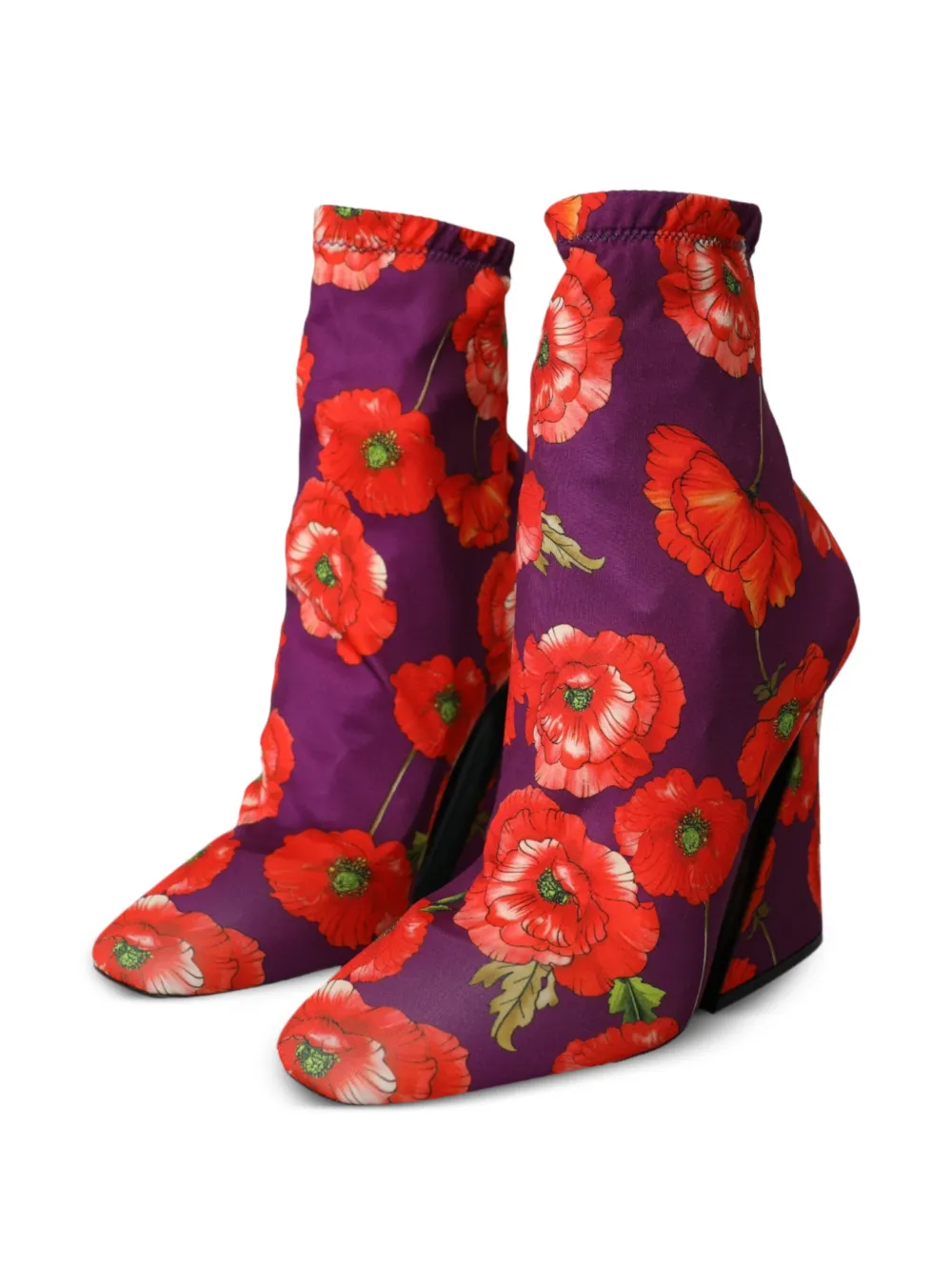 Dolce & Gabbana poppy-print sock boots Paars