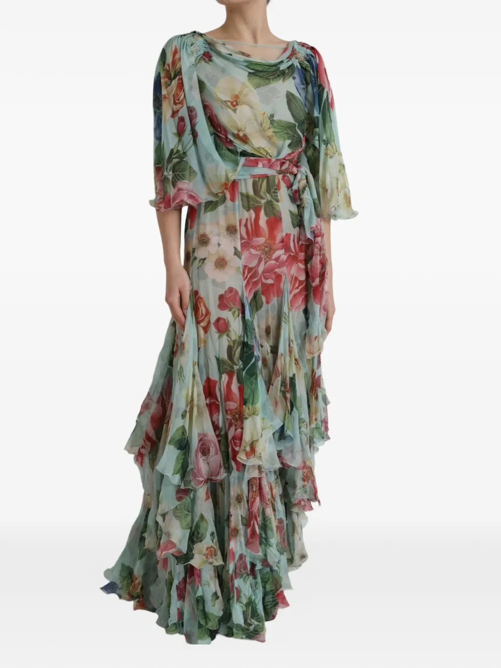 Dolce & Gabbana Abito lungo a fiori - Blu