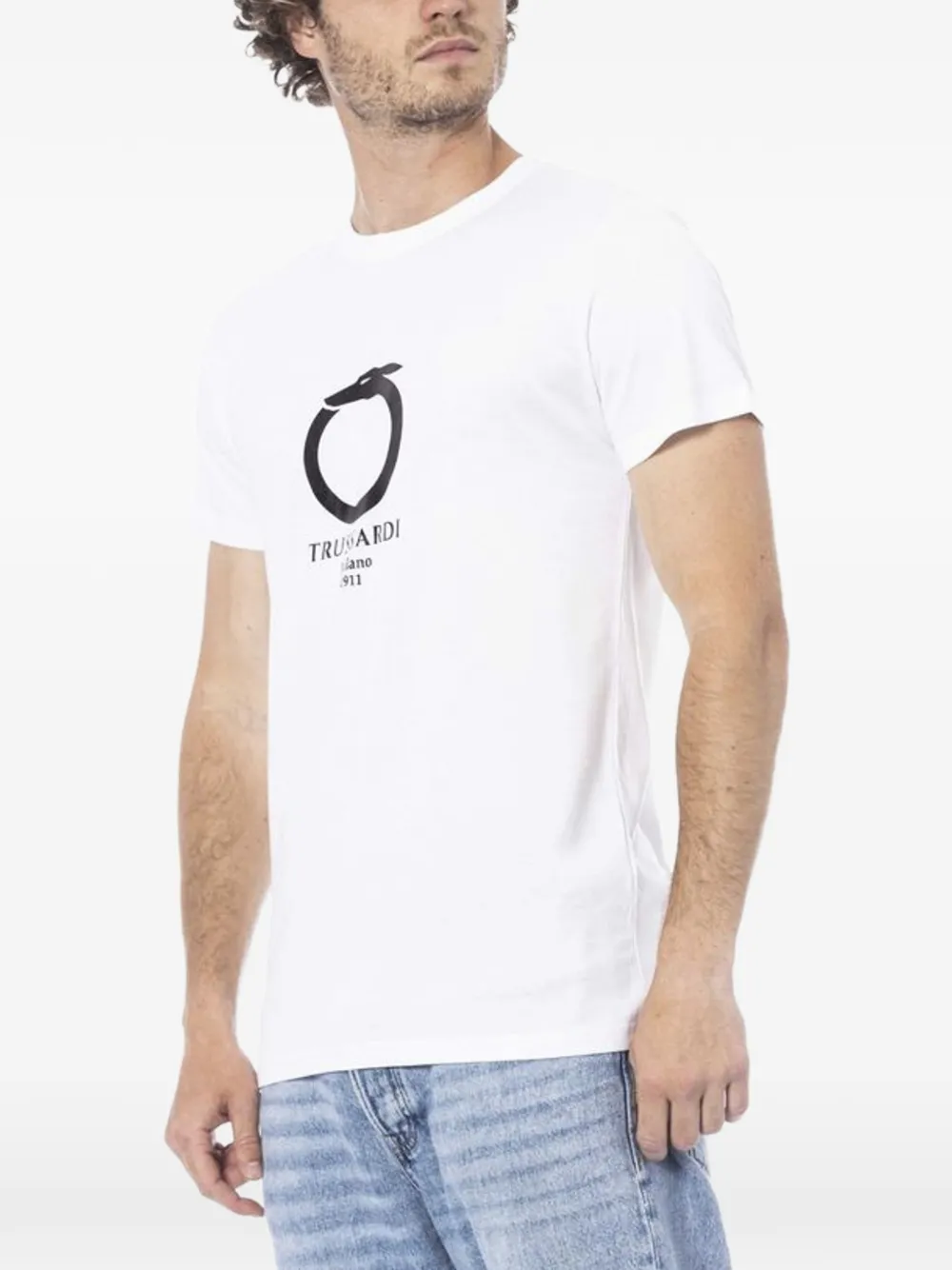 Trussardi T-shirt met logoprint met ronde hals Wit
