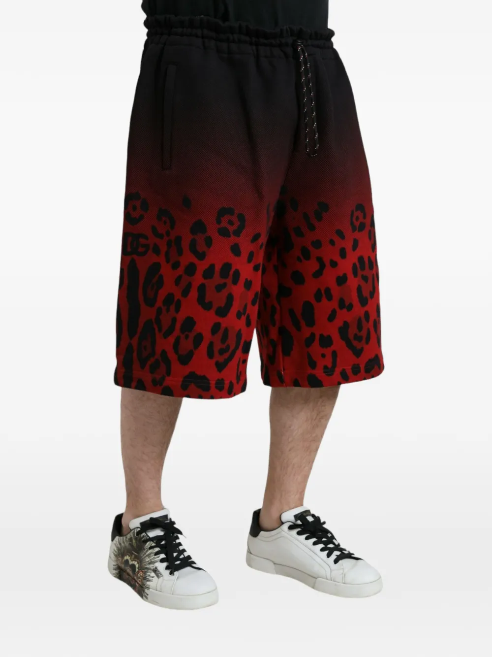 Dolce & Gabbana Ombré shorts met luipaardprint Zwart
