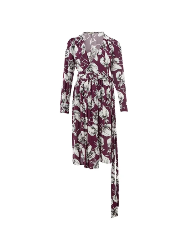 Lardini Floral-print Asymmetrical Midi Dress in Purple