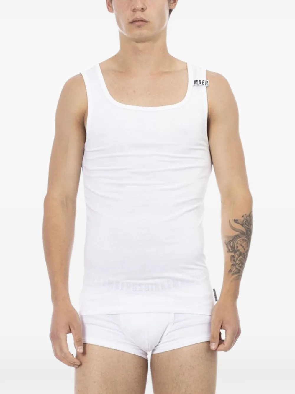 Bikkembergs logo-patch cotton tank top
