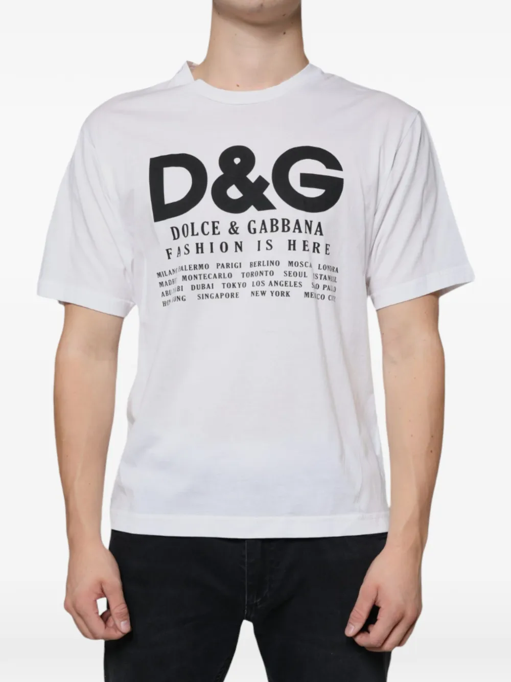 Dolce & Gabbana T-shirt Fashion Is Here con stampa - Bianco