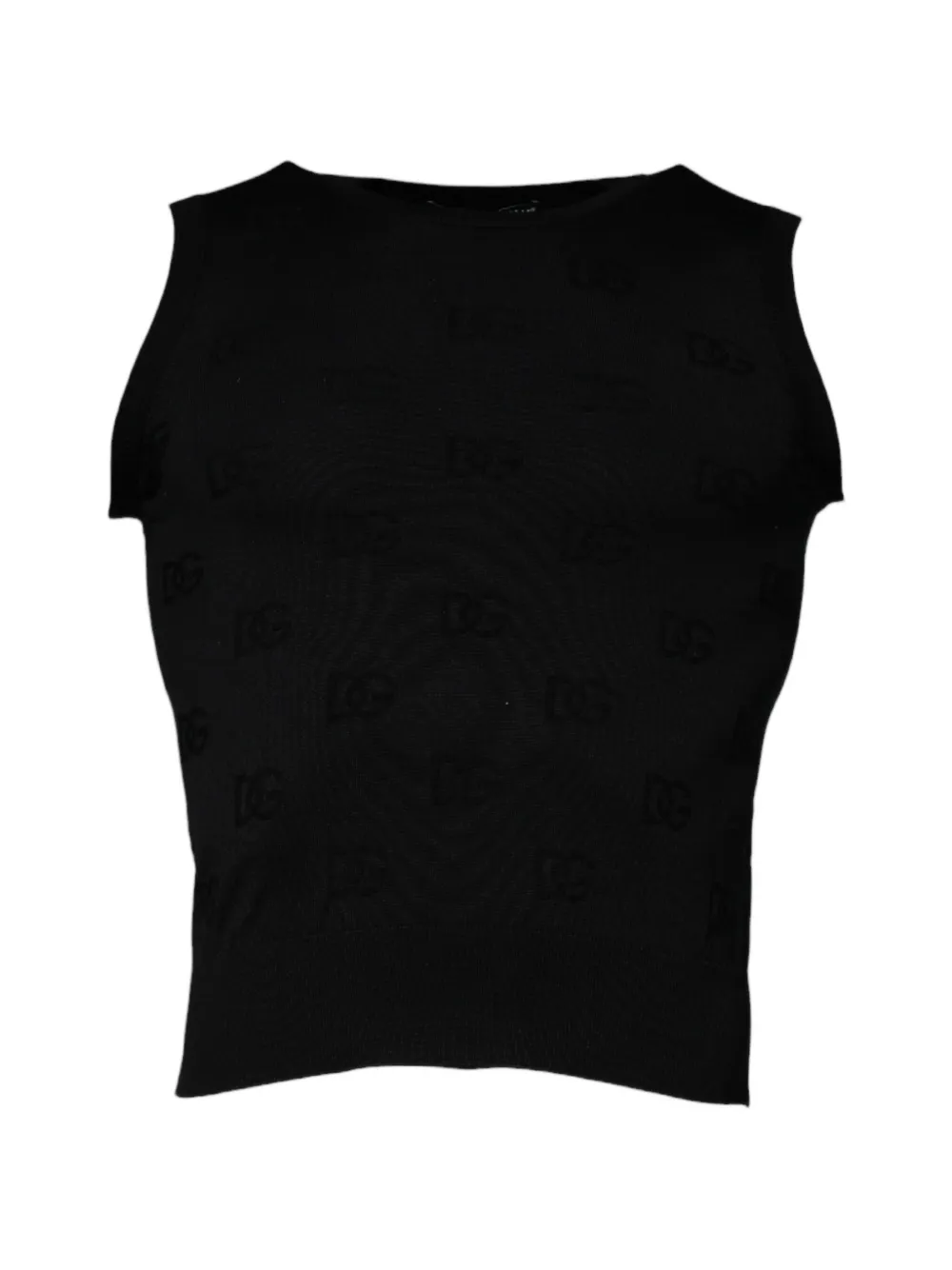 Dolce & Gabbana T-shirt smanicata con logo DG - Nero