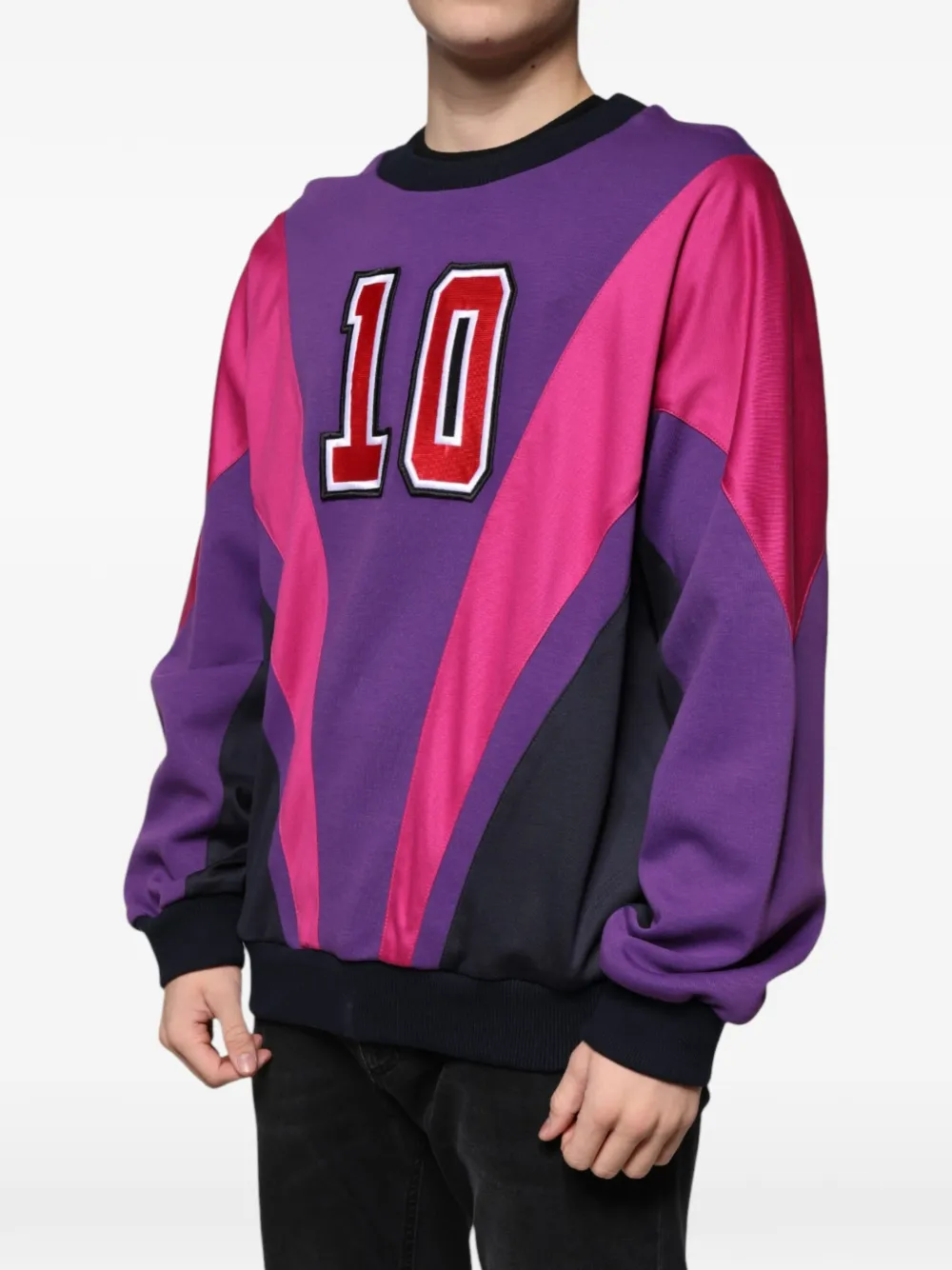 Dolce & Gabbana Trui met colourblocking en patch Paars
