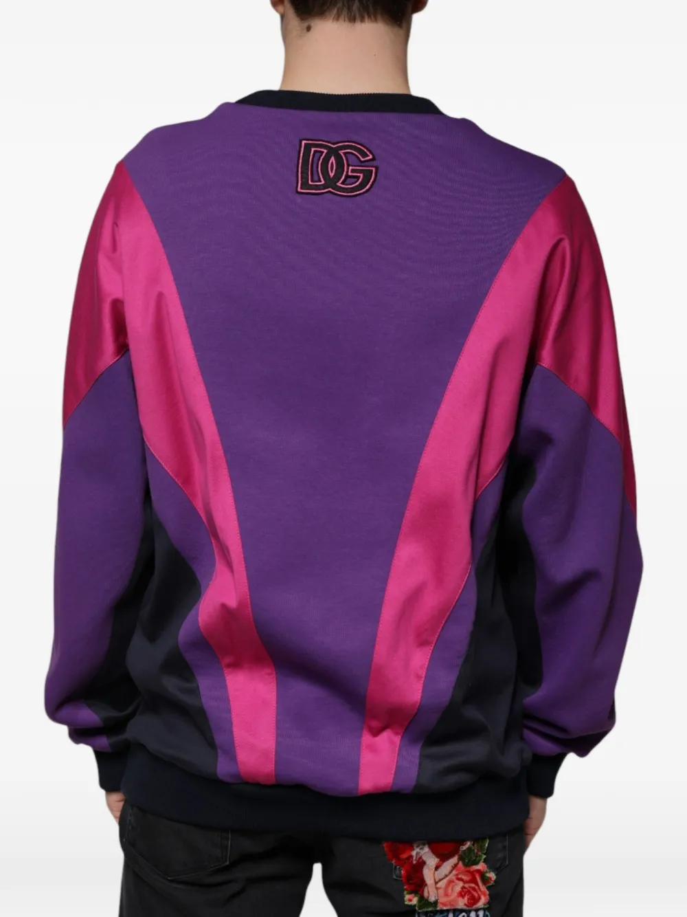Dolce & Gabbana Trui met colourblocking en patch Paars