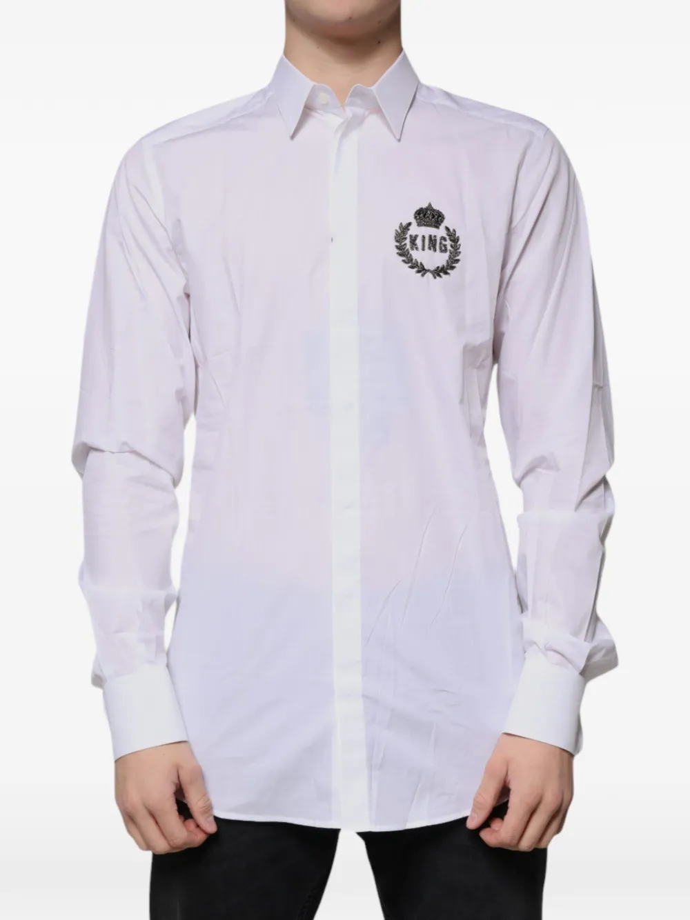 Dolce & Gabbana Polo con logo ricamato - Bianco