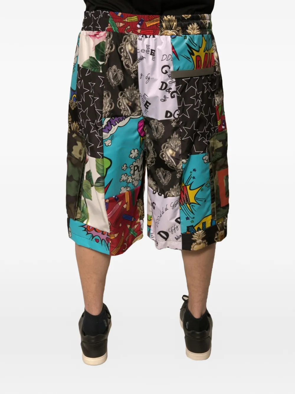 Dolce & Gabbana Cargo shorts met DG-logo en patchwork Zwart