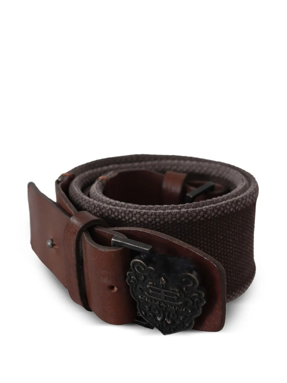 Ermanno Scervino Riem met logogesp en leren afwerking Bruin